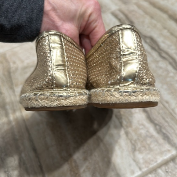 Michael Michael Kors Kendrick Espadrilles Slip On Gold Glitter Flats SZ 8 - Picture 7 of 16